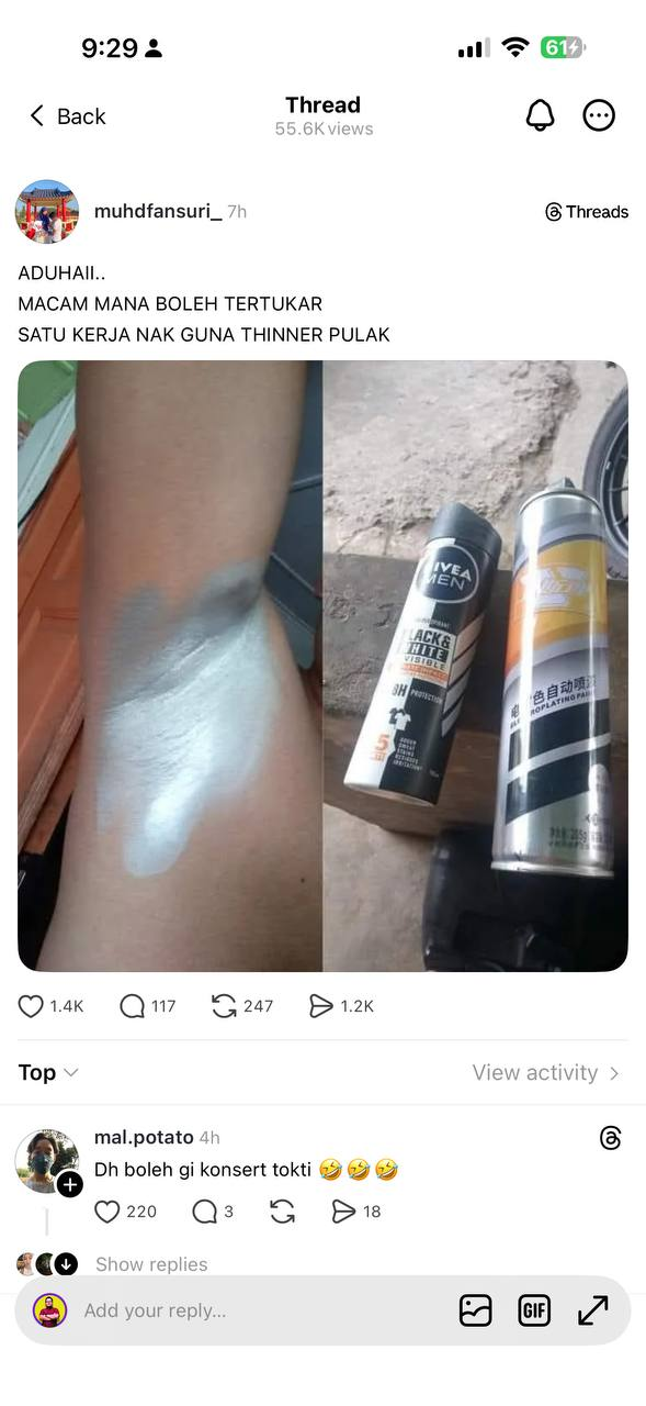 Ingat Deodorant, Rupanya Spray Warna Silver – Netizen Tak Kering Gusi